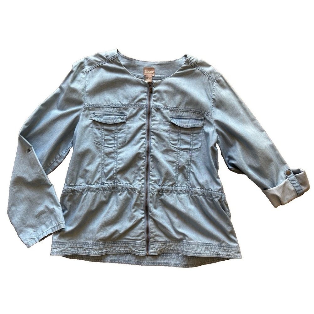 Chico's women's lightweight jean jacket‎ size 2 12 L